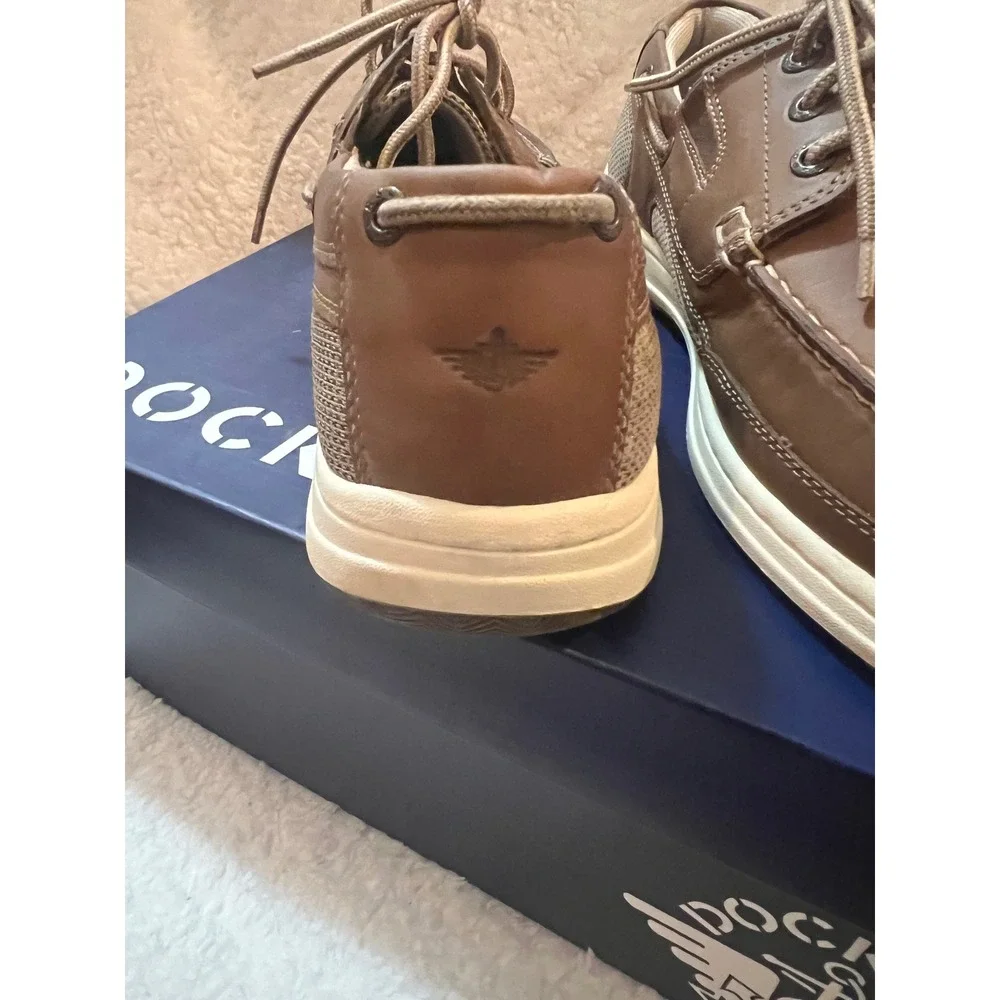 Dockers Beacon Mens Boat Shoes Dark Tan Leather NeverWet Water Resistant 9.5 W